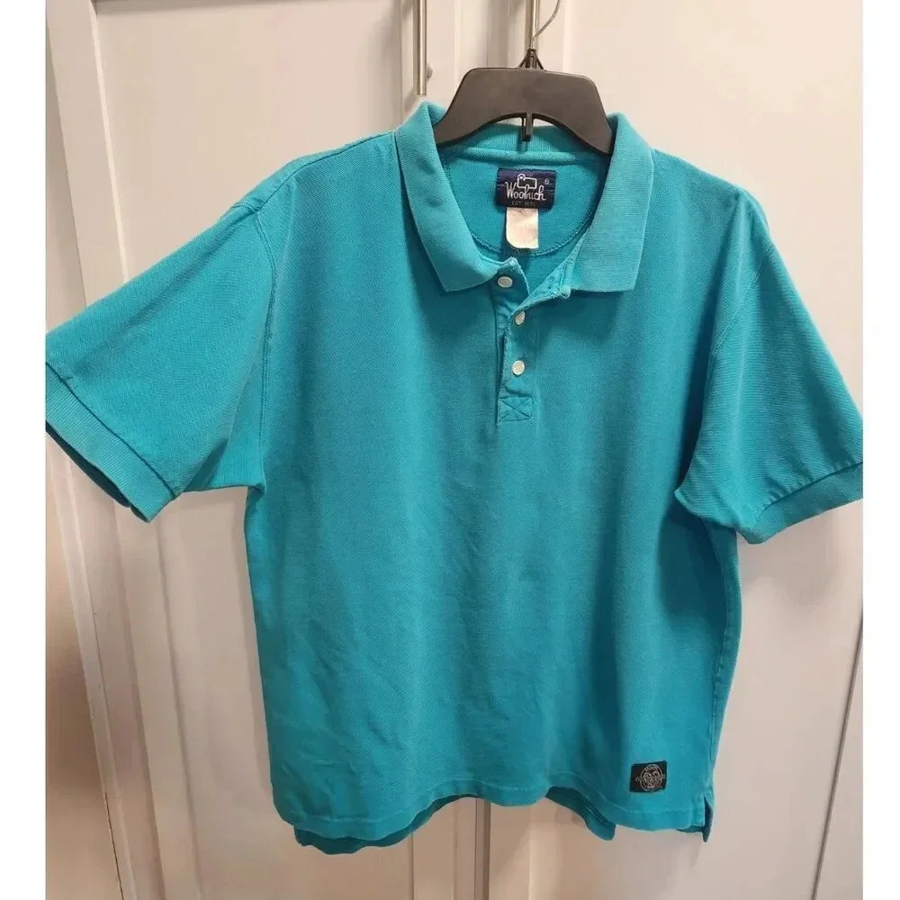 Vintage 90's Woolrich Bright Blue Polo Shirt Sz L / XL
